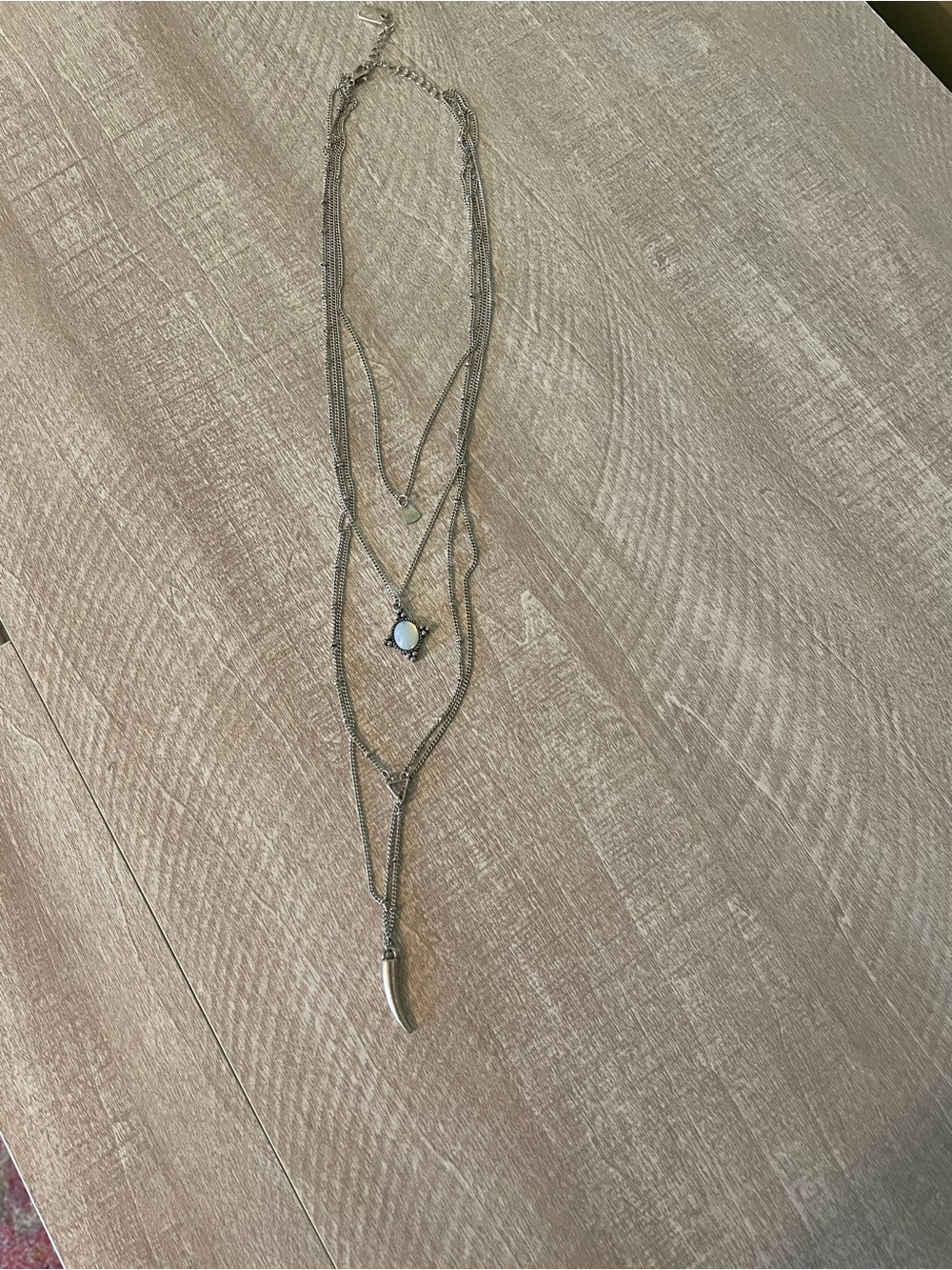 Layered Silver-tone Pendant Necklace with Opal Accent cowgirl jewelry